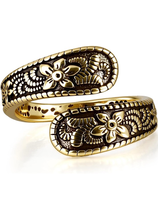 Anthropologie Jewelry - 14K Gold Plated Vintage Floral Ring